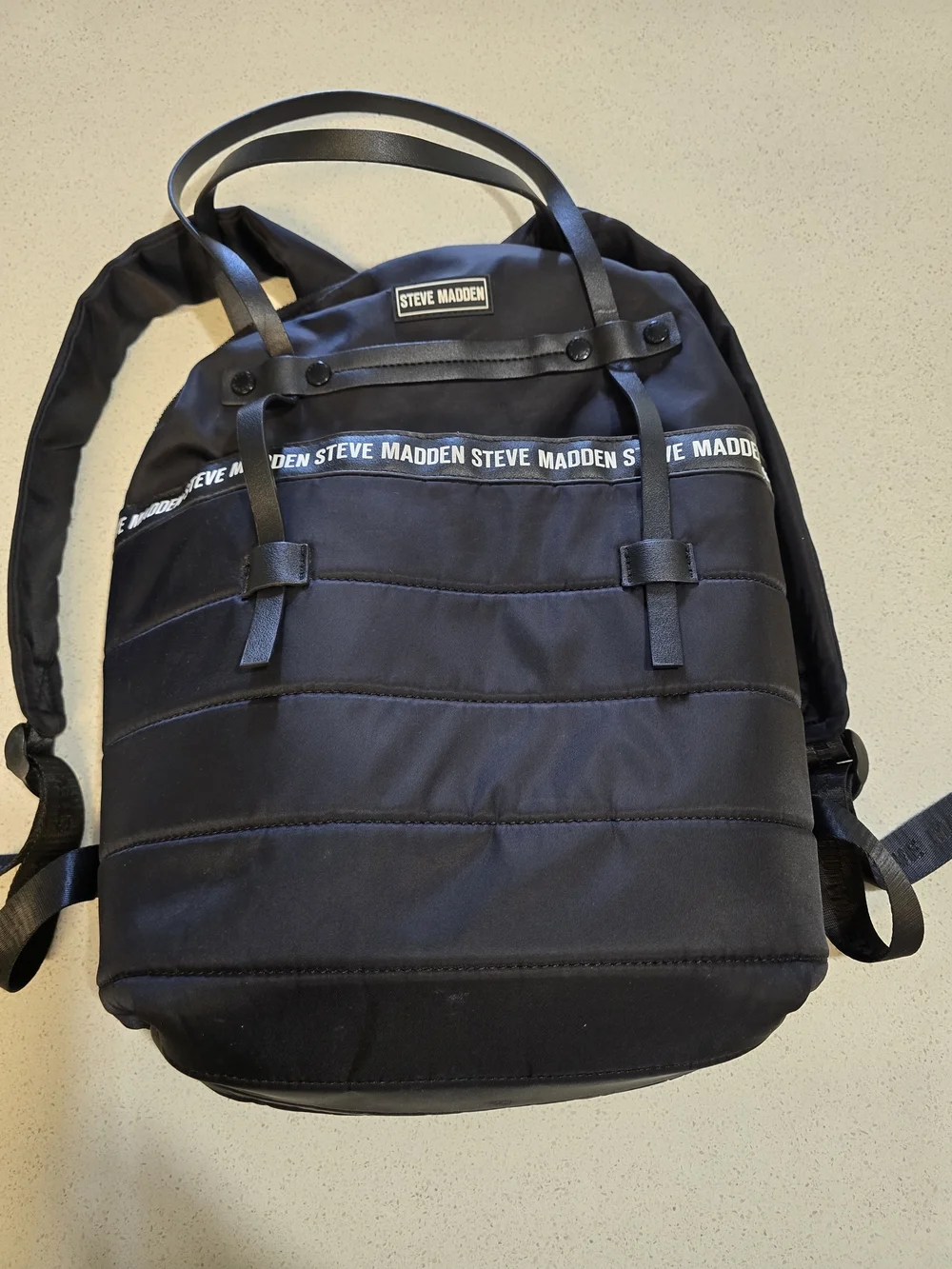 Steve Madden Black Quilted Puffer Backpack Travel School Bag